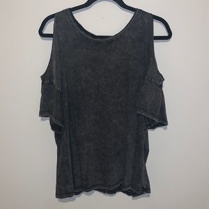 Charcoal Gray, Cold Shoulder Top